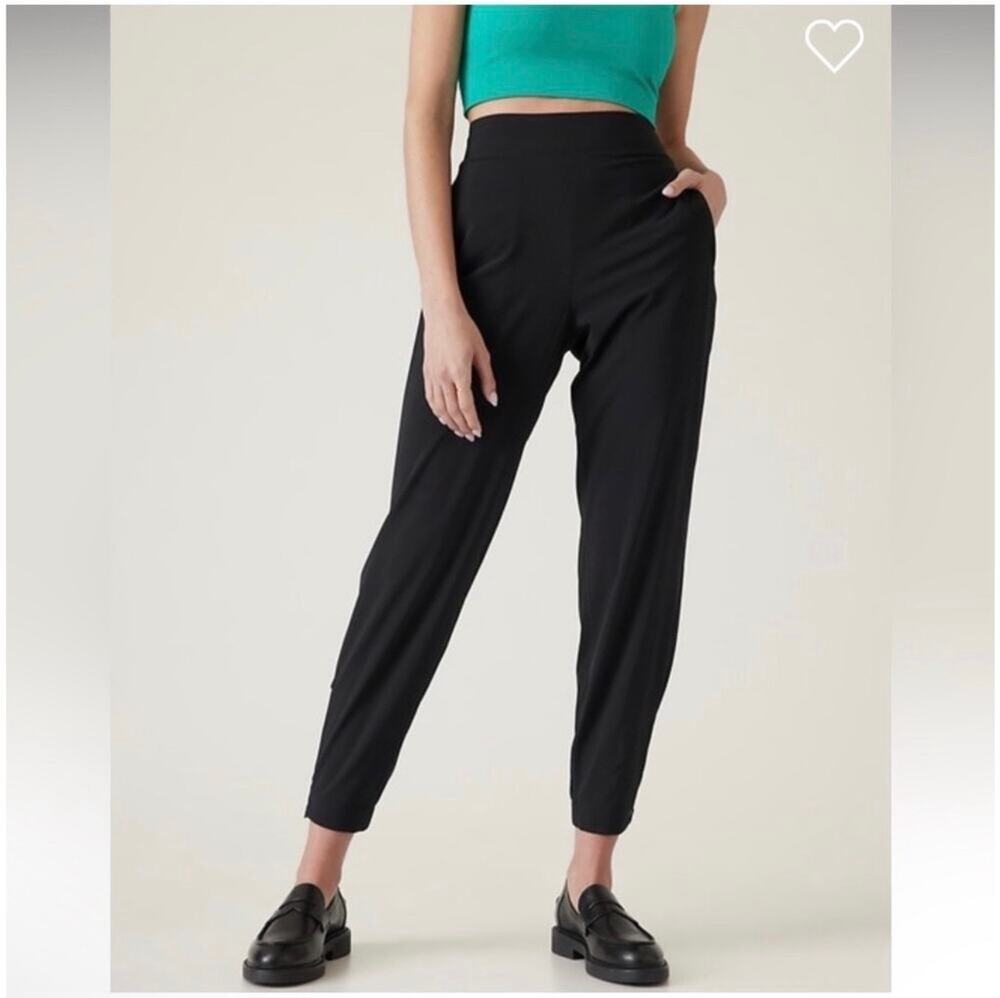 Athleta Pants Womens 8 Black Brooklyn Heights Jogger Ankle Zip Travel Sporty